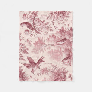 Toile Pink vinatge Fleece Blanket
