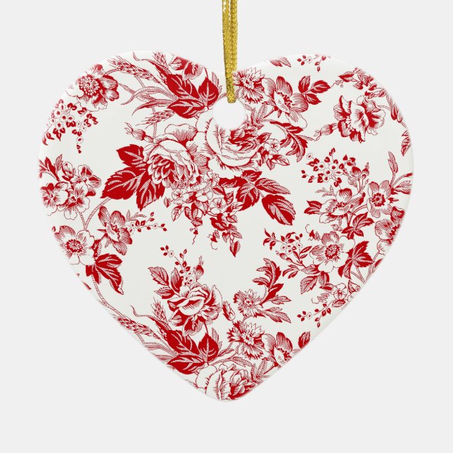 Toile Roses Ceramic Tree Decoration (Front)