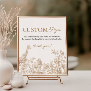 Toile Safari Baby Shower Custom Text Sign