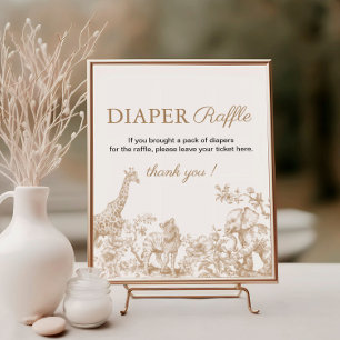 Toile Safari Baby Shower Diaper Raffle Sign