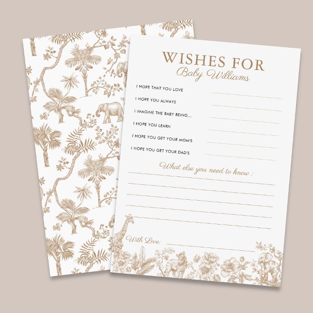 Toile Safari Baby Shower Wishes for Baby Game Card (Creator Uploaded)