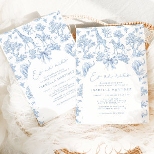 Toile Safari Es un niño Spanish baby shower Invitation