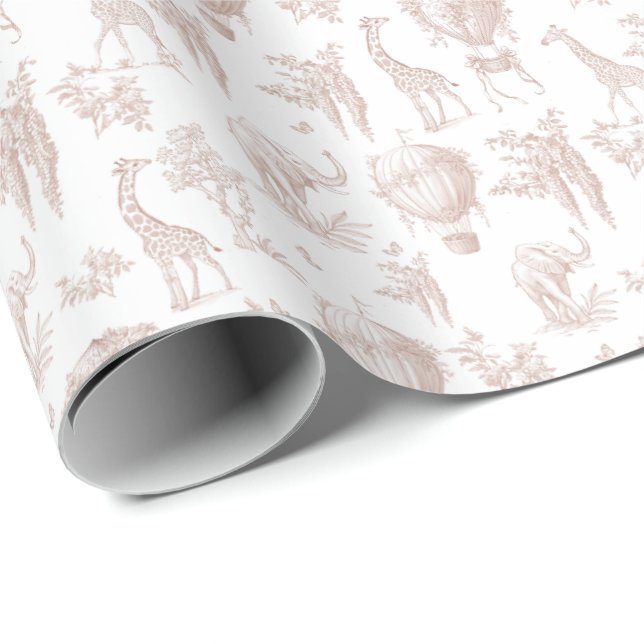 Toile Safari Gender Neutral Hot air balloons Wrapping Paper (Roll Corner)