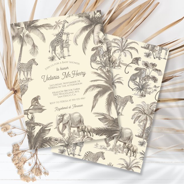 Toile Safari Jungle baby shower Invitation (Creator Uploaded)