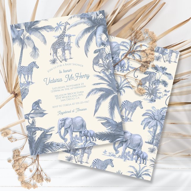 Toile Safari Jungle baby shower Invitation (Creator Uploaded)