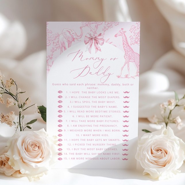 Toile Safari Mummy or daddy baby shower game (Creator Uploaded)