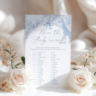 Toile Safari Name the baby Animal baby shower game