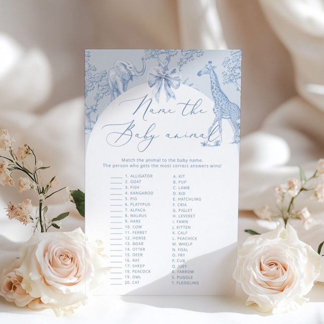 Toile Safari Name the baby Animal baby shower game (Creator Uploaded)