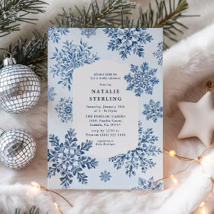 Toile Snowflake Winter Baby Shower Invitation