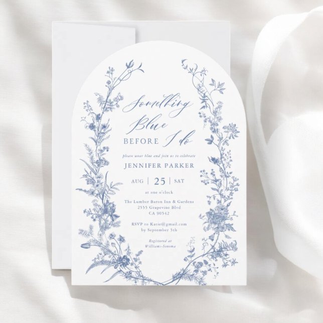 Toile Something Blue Bridal Shower Arch Invitation (Creator Uploaded)