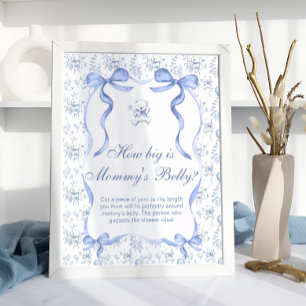 Toile Teddy Bear Blue How Big is Mummy's Belly Poster