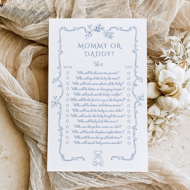 Toile Teddy Bear mummy or Daddy baby shower game (Creator Uploaded)