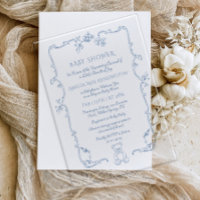 Toile vintage frame teddy bear Baby Shower