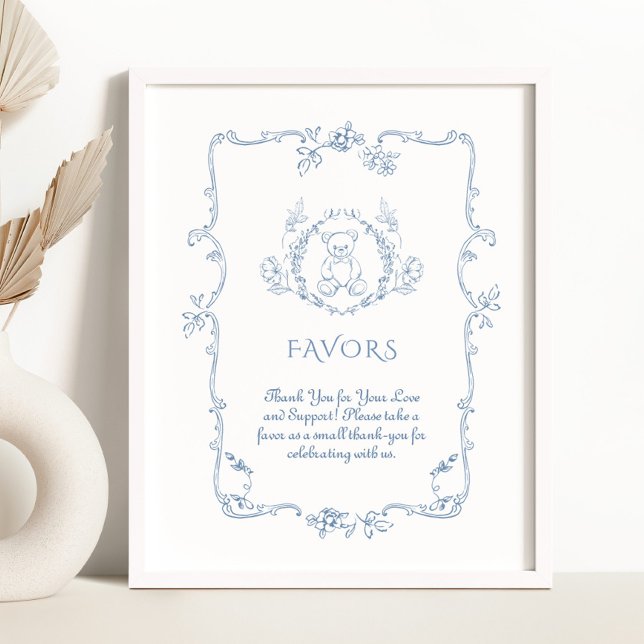 Toile Vintage Teddy bear Favours baby shower Poster (Creator Uploaded)