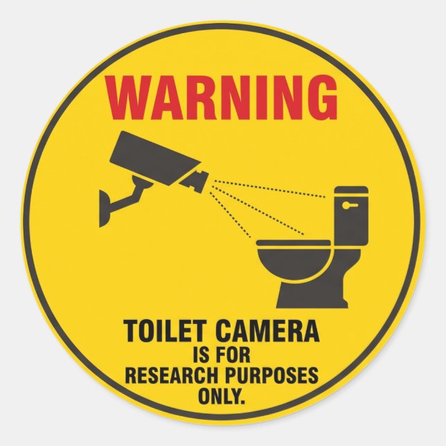 Toilet Camera Warning Sign Funny Sticker (Front)
