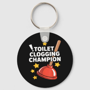 Toilet Clogging Champion Funny Plunger Humour Key Ring
