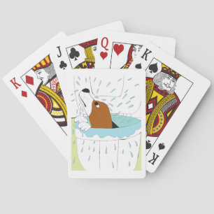 toilet dog  playing cards