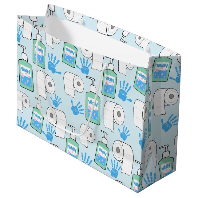 Toilet Paper and Hand Sanitizer Pattern Large Gift Bag (Front Angled)