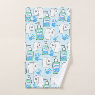 Toilet Paper and Hand Sanitizer Pattern Towel
