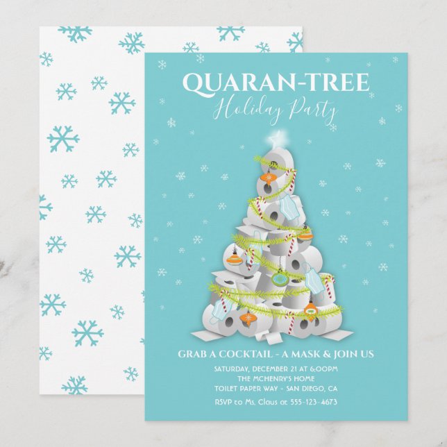 Toilet Paper Christmas Tree Holiday Party Invitation (Front/Back)
