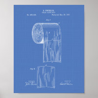 Toilet Paper Roll 1891 Patent Art - Blueprint