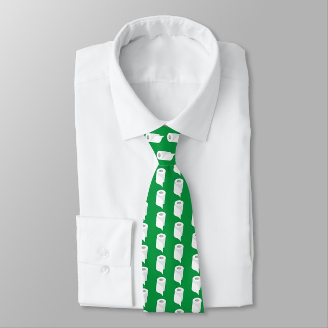 Toilet Paper Roll Funny Quarantine Theme Green Tie (Tied)