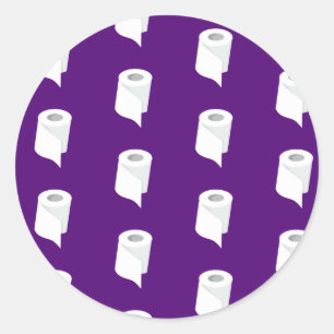 Toilet Paper Roll Funny Quarantine Theme Purple Classic Round Sticker