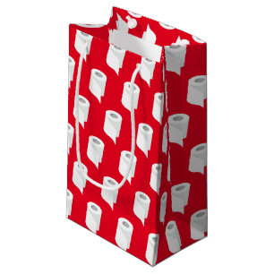 Toilet Paper Roll Funny Quarantine Theme Red Small Gift Bag