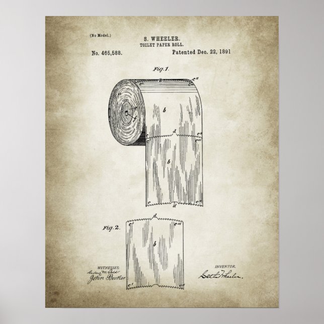 Toilet Paper Roll  Patent Poster (Front)