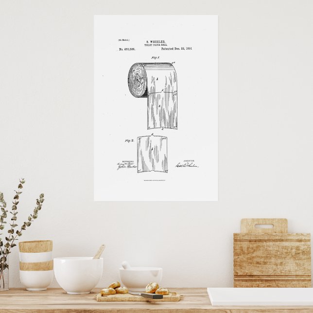 Toilet paper vintage patent wall art (Kitchen)