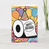 Toilet paper wearing birthday hat balloons