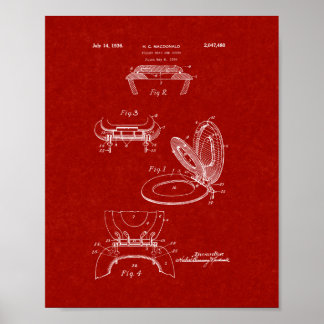 Toilet Seat And Cover Patent - Burgundy Red Poster