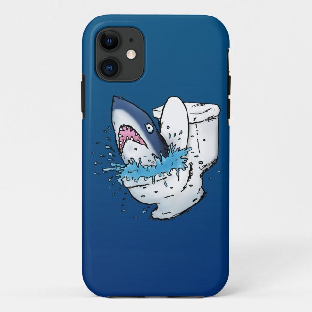 Toilet Shark Funny Blue Cartoon Case-Mate iPhone Case (Back)