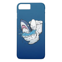 Toilet Shark Funny Blue Cartoon