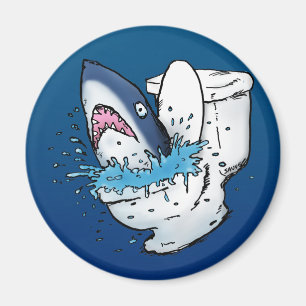 Toilet Shark Funny Blue Cartoon Magnet