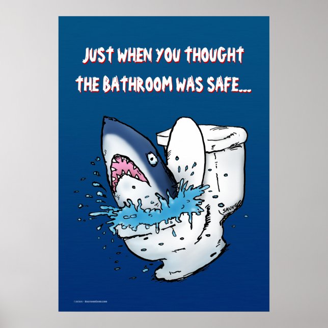 Toilet Shark Funny Poster (Front)