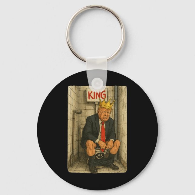 Toilet Throne King – Satirical Trump Artwork  Key Ring (Front)