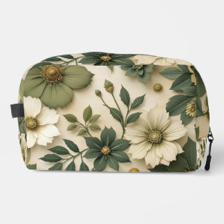 Toiletry bag green flowers pattern 