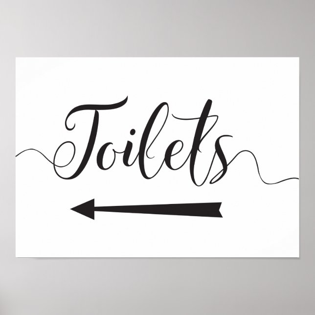 Toilets Directions Sign for Weddings Left Arrow (Front)