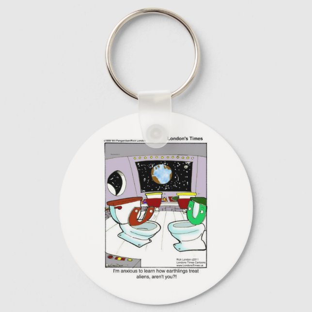 Toilets From Outer Space Funny Tees Mugs Cards Etc Key Ring (Front)