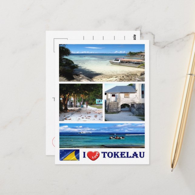 Tokelau - I Love - Postcard (Front/Back In Situ)