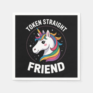 Token Straight Friend Unicorn Gay LGBTQ Pride Ally Napkin