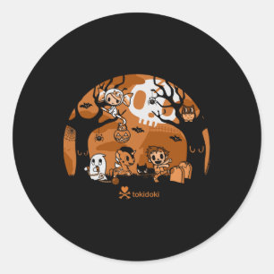 Tokidoki Halloween Ghouls Playing In The Cemetery Classic Round Sticker