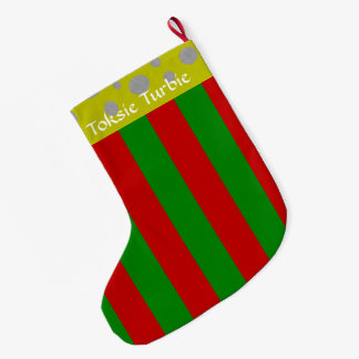 Toksie Turbie Christmas Green Red Stripes Large Christmas Stocking