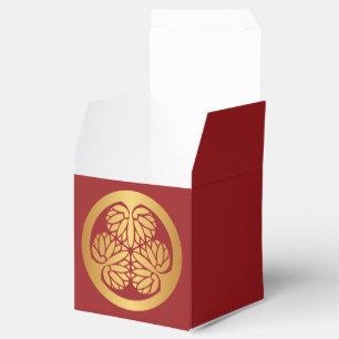 Tokugawa Aoi Mon Japanese Family Crest Gold on Red Favour Box