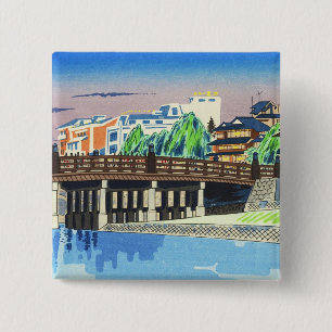 Tokuriki Tomikichiro Sanjo Bridge, Kyoto japanese 15 Cm Square Badge