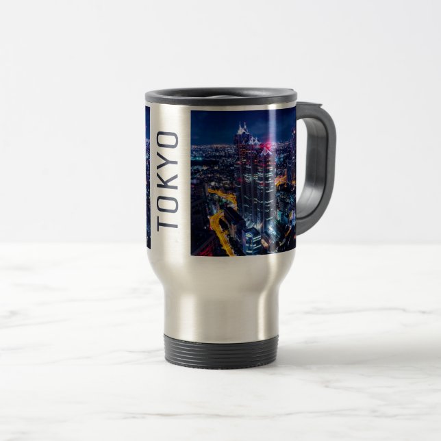 Tokyo at night travel mug (Front Right)