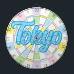 Tokyo Blue Editable Text on White And Pastel Colou<br><div class="desc">Tokyo Blue Coloured Text on White And Pastel Colours Dart Board Game Including 6 Brass Darts 🎯Personalise with your text or name by selecting the personalisation option. Please let me know if you have additional questions and because Zazzle's customer support handles the customer experience you may reach Zazzle customer support...</div>