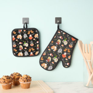 TOKYO CHOWTIME Chow Oven Mitt & Pot Holder Set