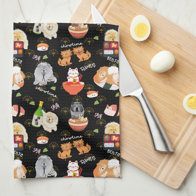 TOKYO CHOWTIME  Chow  Tea Towel (Quarter Fold)